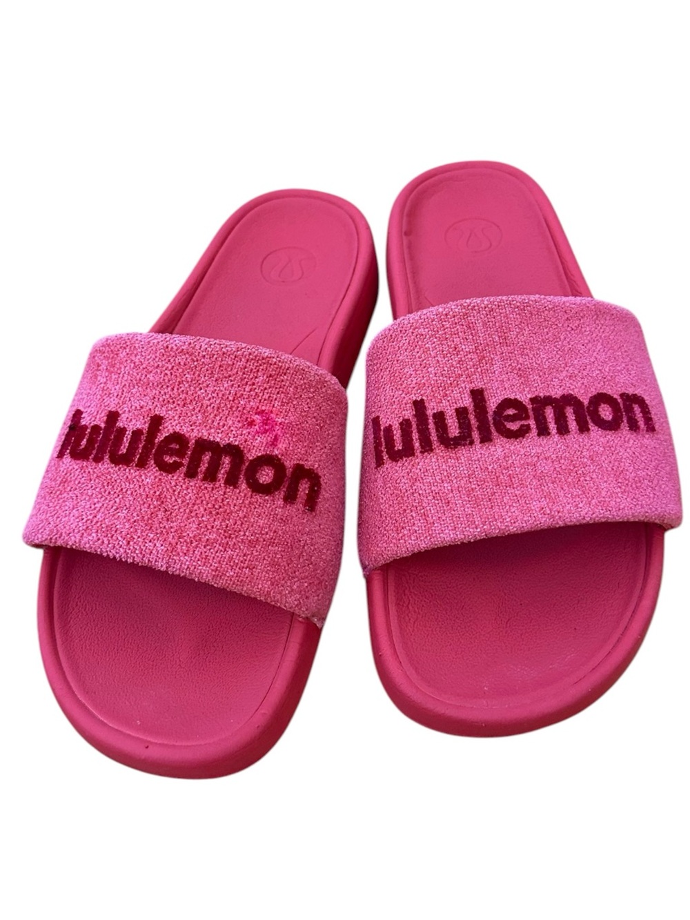 Lululemon Womens Restfeel Terry Slide Size 8 Pink Raspberry - Picture 2 of 7